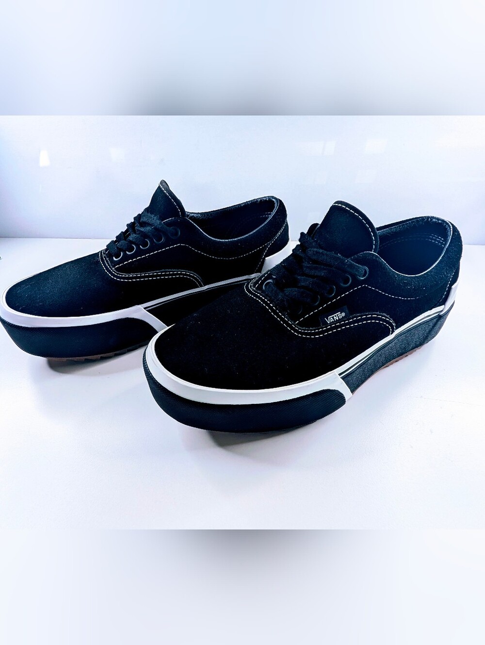 Vans Era Stack Platform Black Suede Sneakers Woman's 8.5